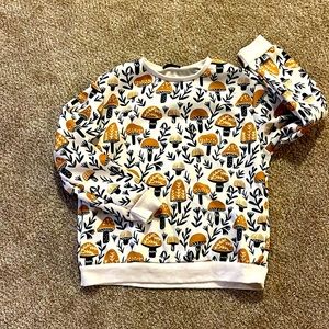 EMERY ROSE Mushroom Print Drop Shoulder Thermal Lined Sweatshirt MEDIUM